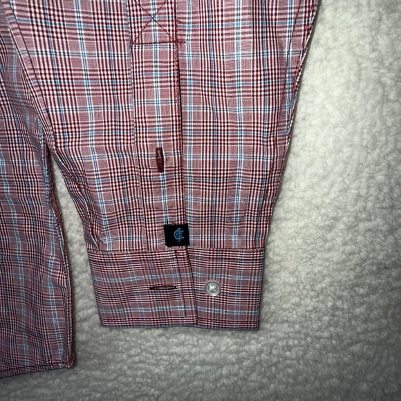 Cody James Core Plaid Shirt Mens Small Long Sleeve Button Down Red White Blue - Picture 4 of 9